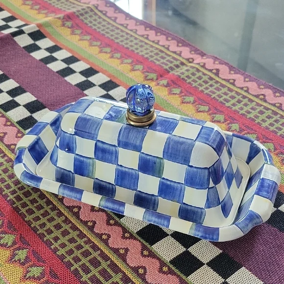 MacKenzie-Childs Royal CheckeButter Dish - Picture 5 of 6